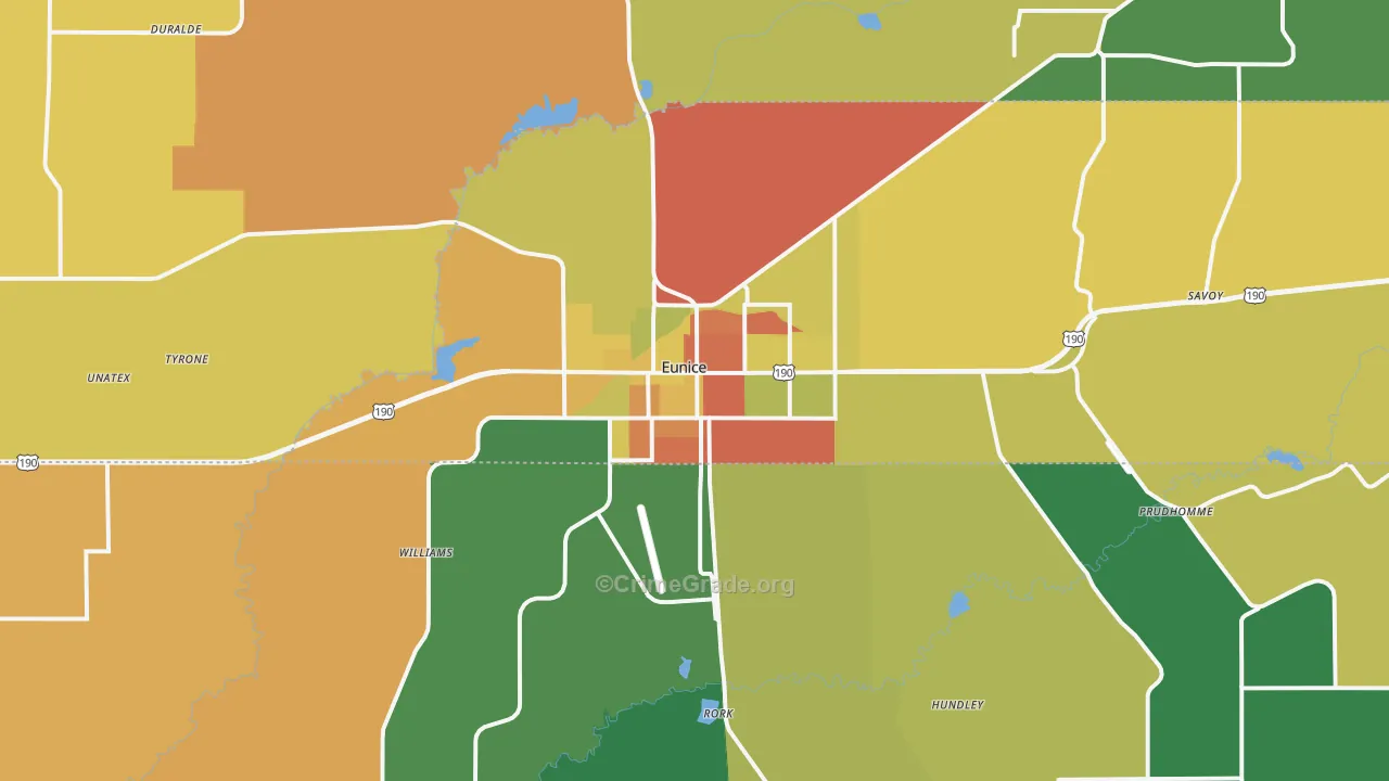 Eunice, LA Map of Assault Rates