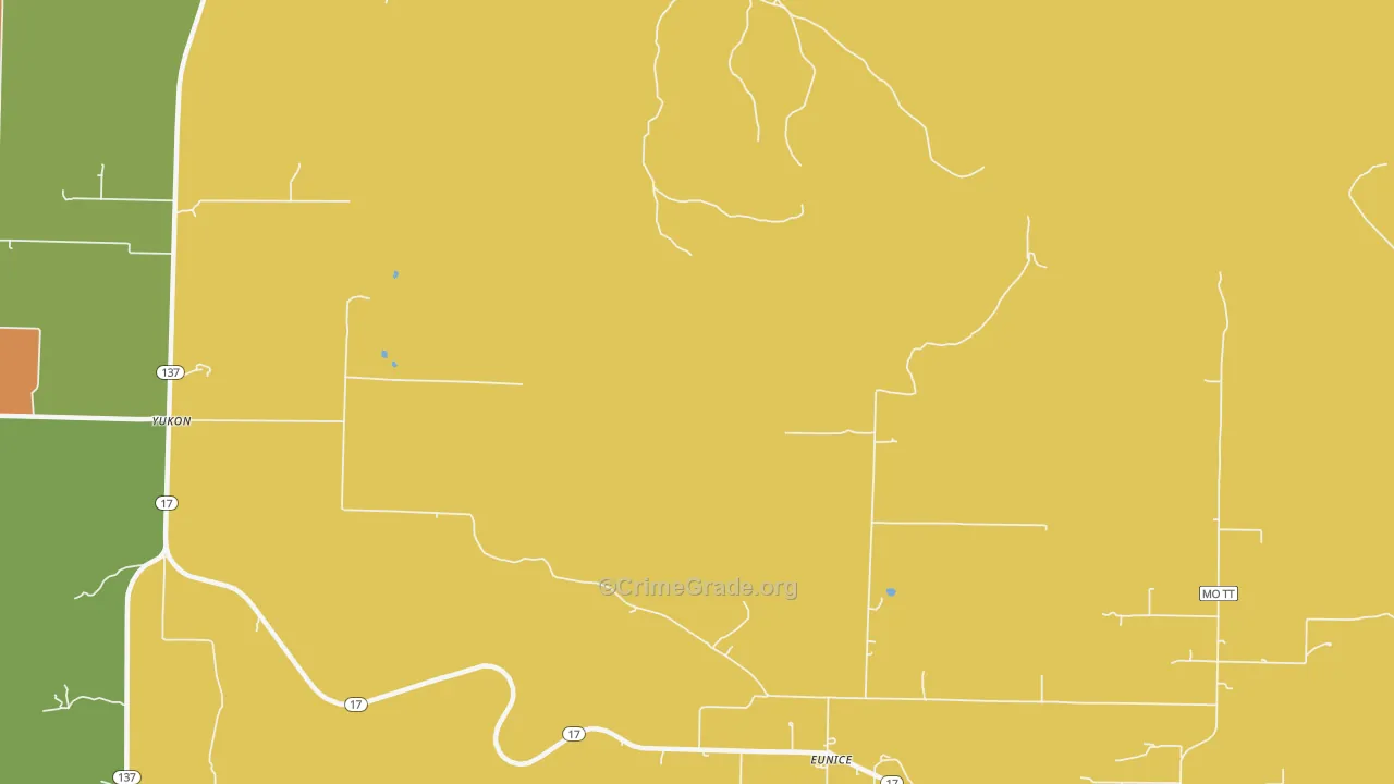 Eunice, MO Map of Assault Rates