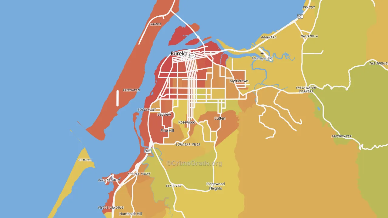 Eureka, CA Map of Assault Rates