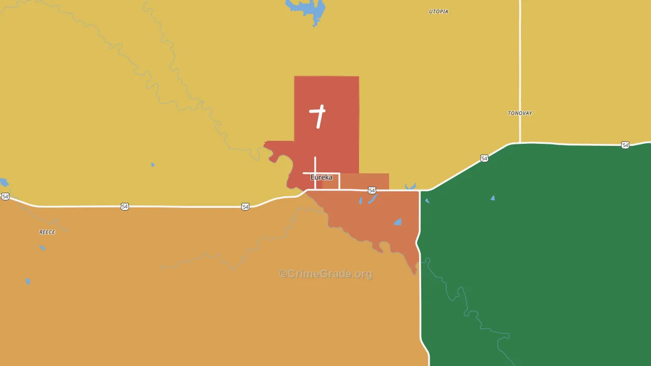 Eureka, KS Map of Assault Rates