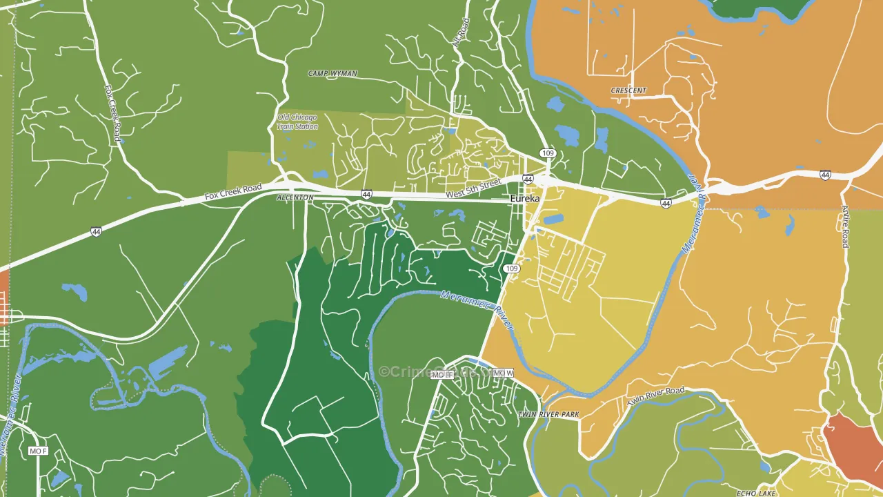 Eureka, MO Map of Assault Rates