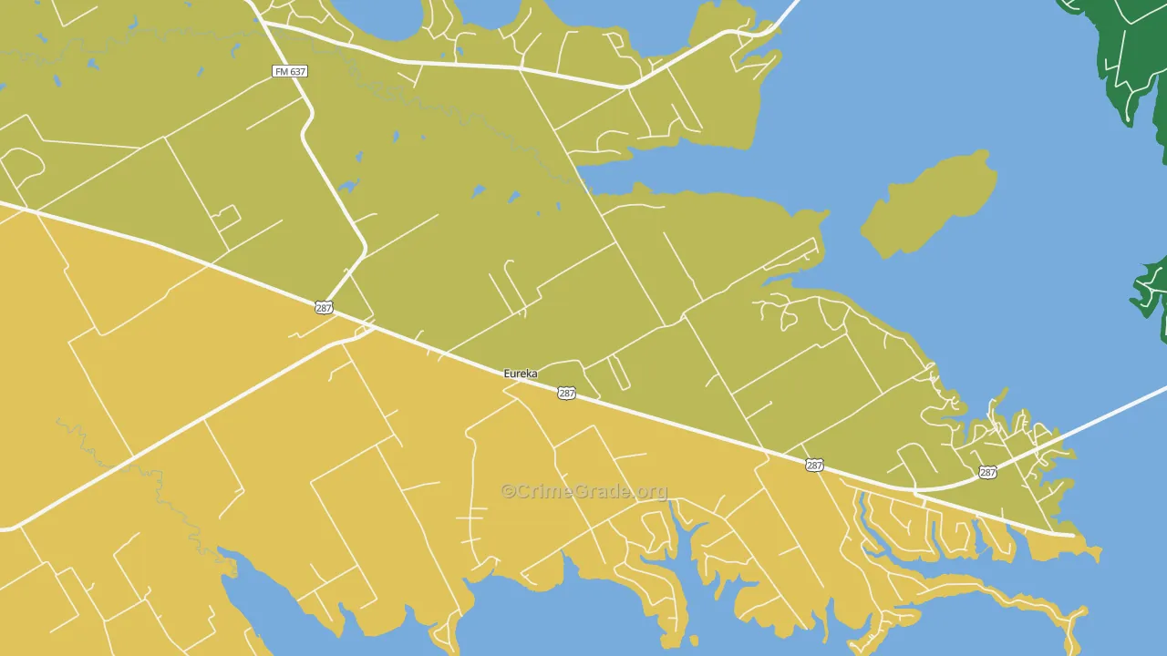 Eureka, TX Map of Assault Rates