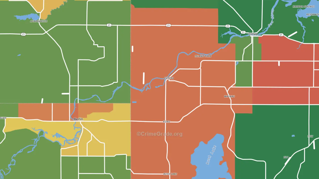 Eureka, WI Map of Assault Rates
