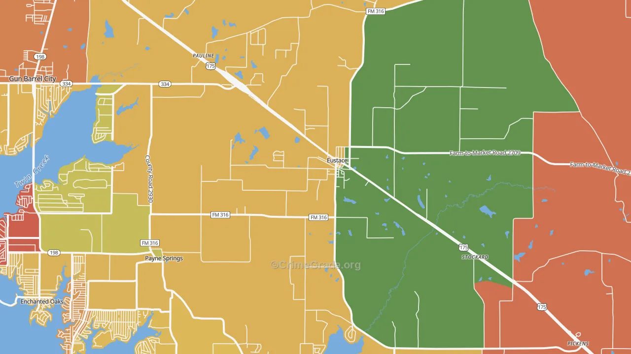 Eustace, TX Map of Assault Rates