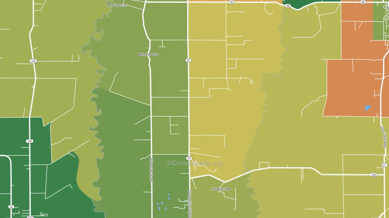 Evangeline, LA Map of Assault Rates