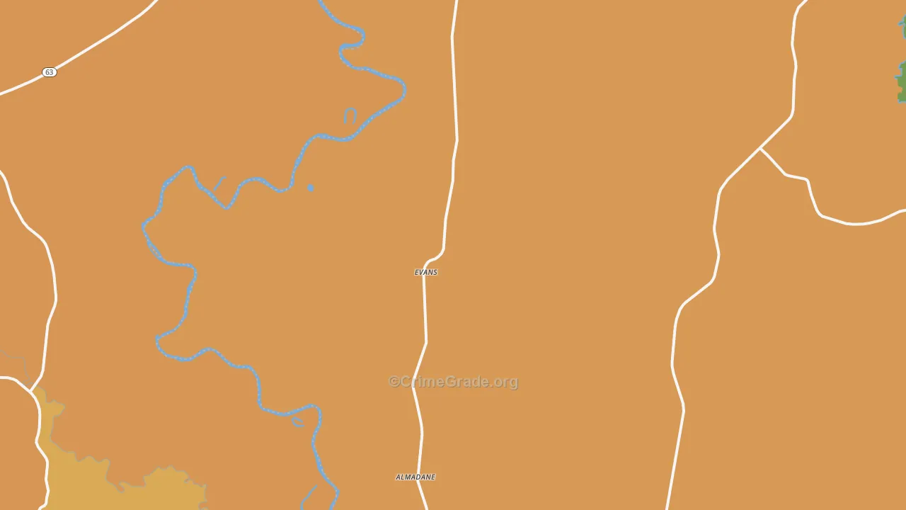Evans, LA Map of Assault Rates