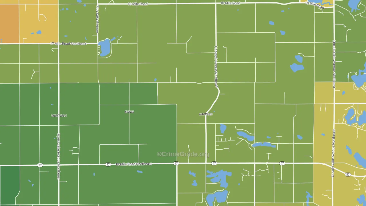 Evans, MI Map of Assault Rates