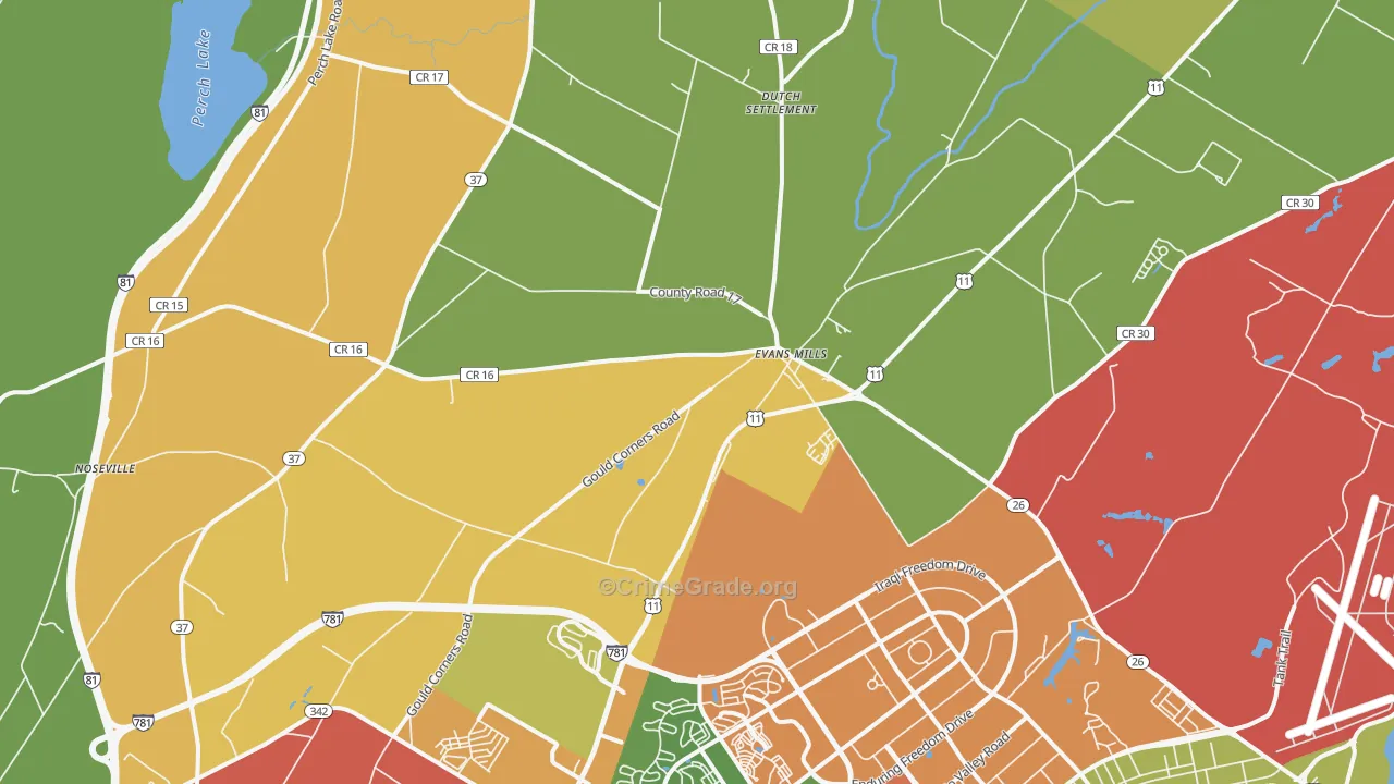Evans Mills, NY Map of Assault Rates