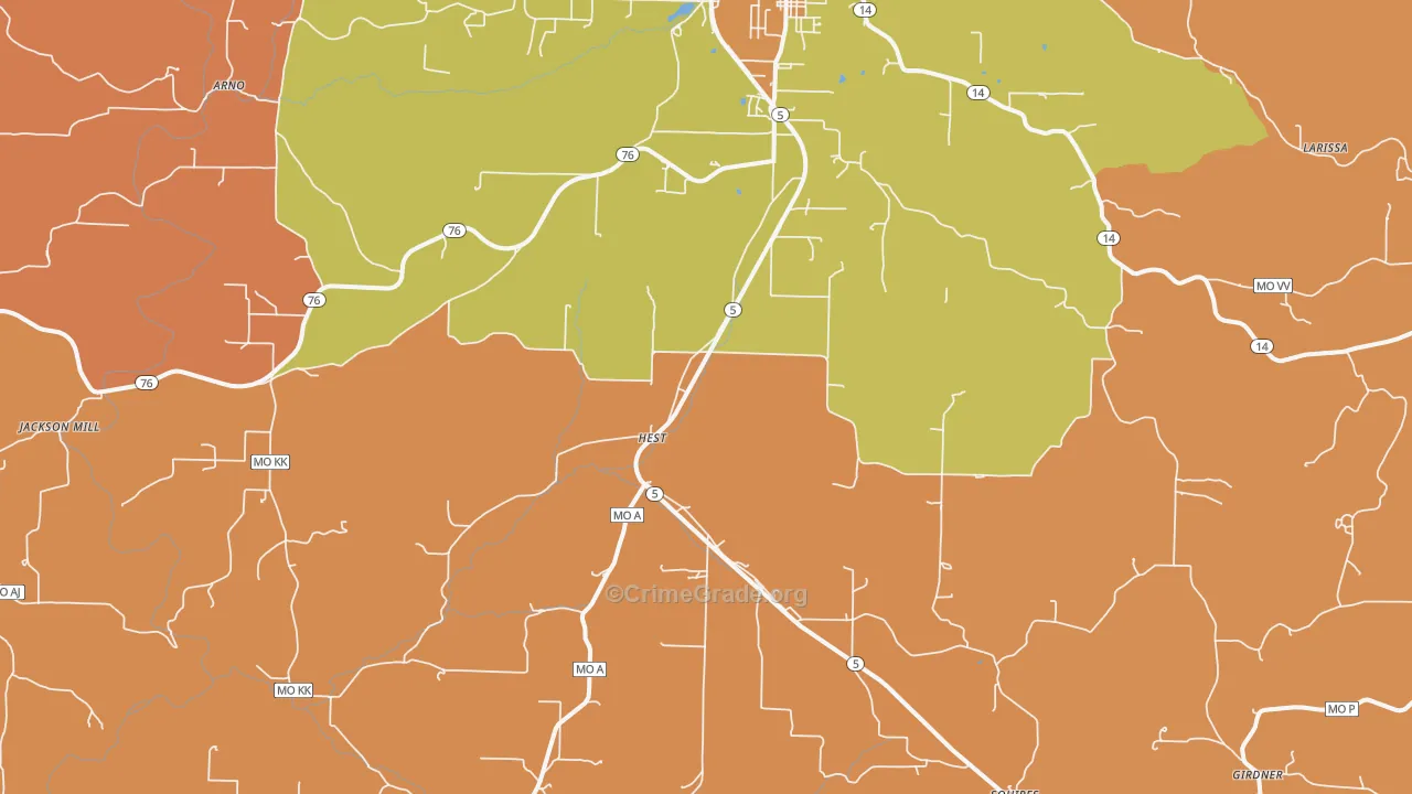 Evans, MO Map of Assault Rates