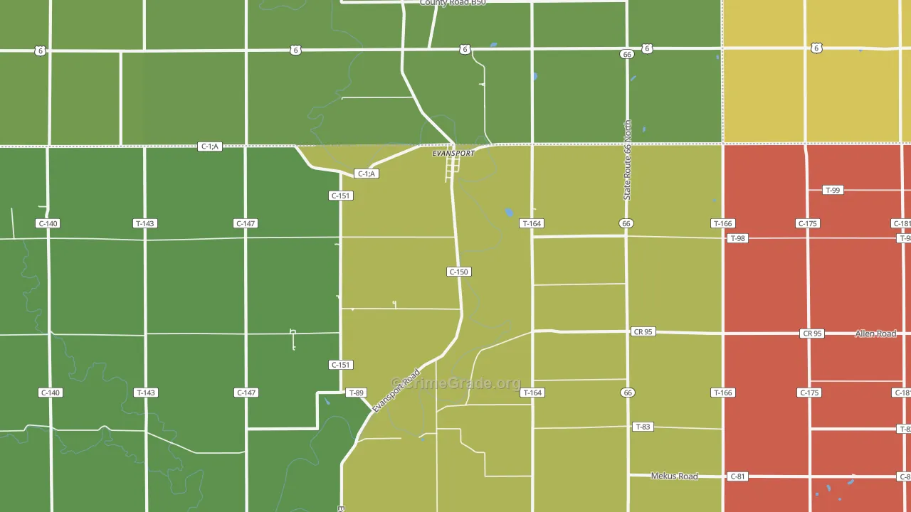 Evansport, OH Map of Assault Rates