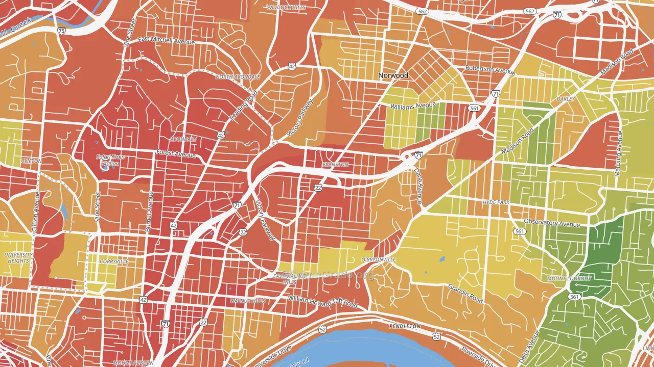 Evanston, Cincinnati, OH Map of Assault Rates