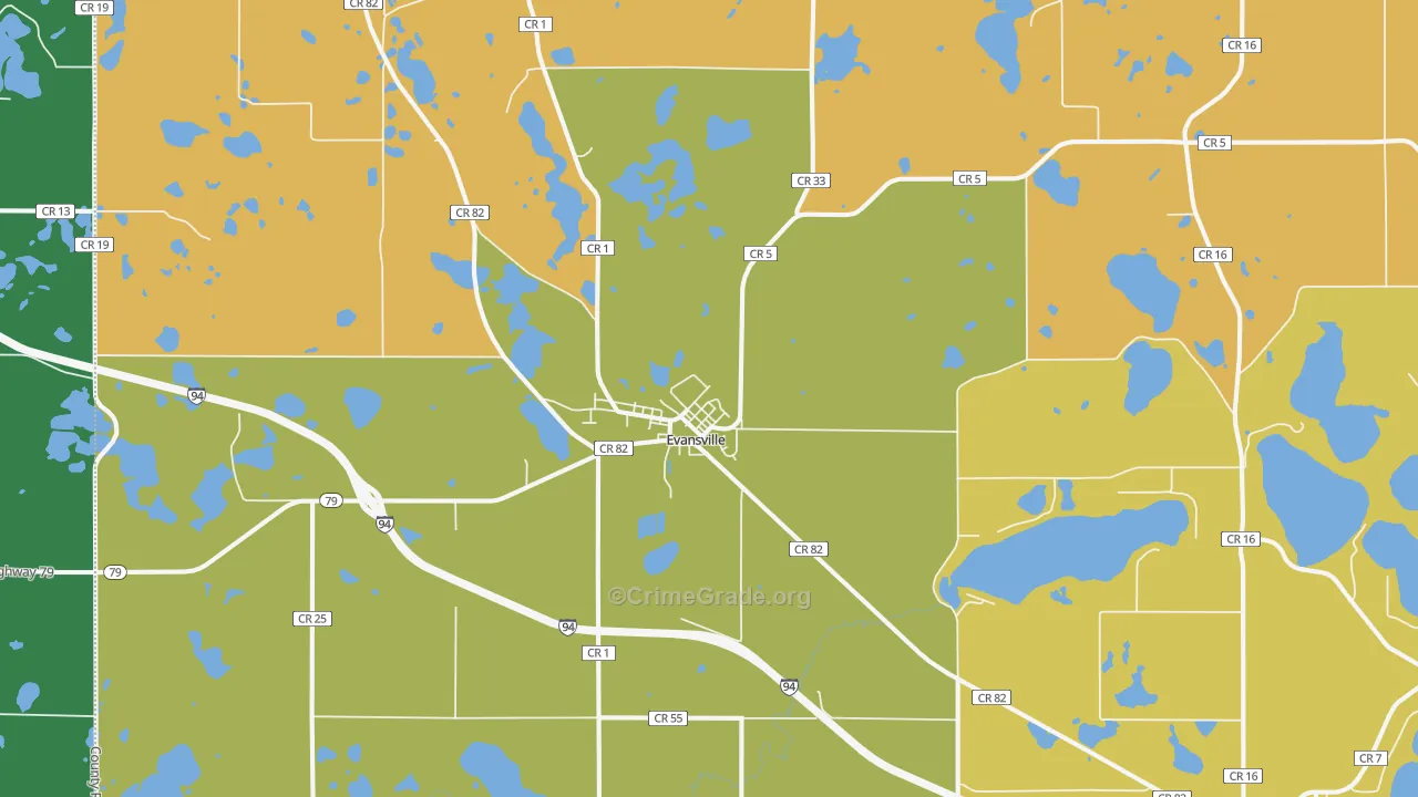 Evansville, MN Map of Assault Rates