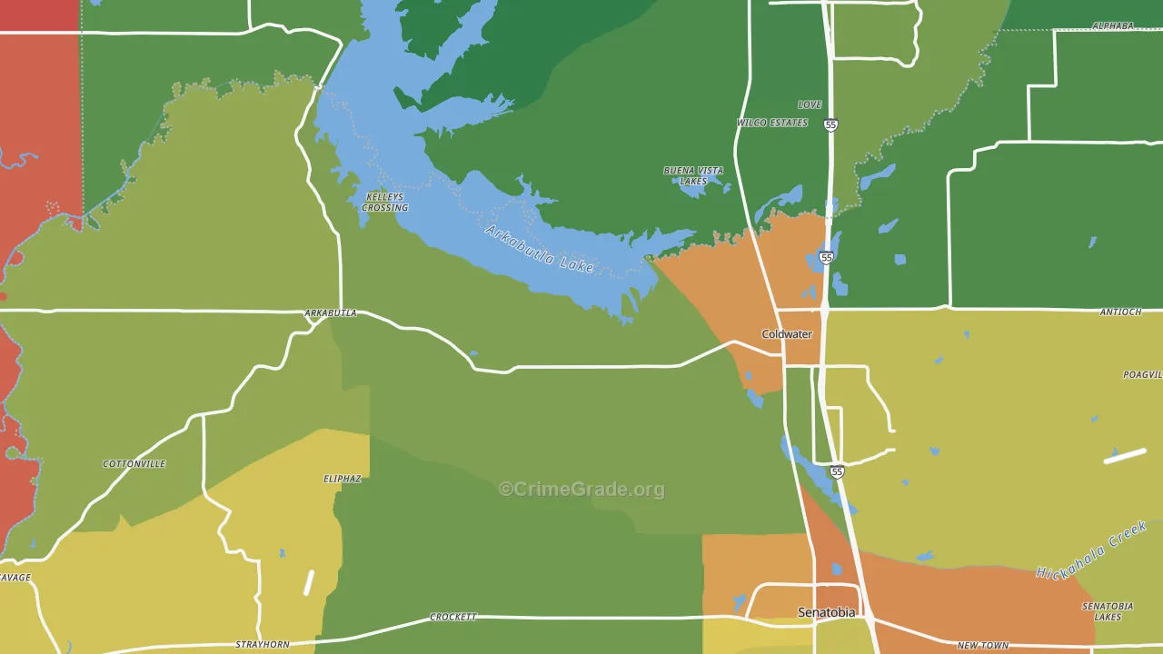 Evansville, MS Map of Assault Rates