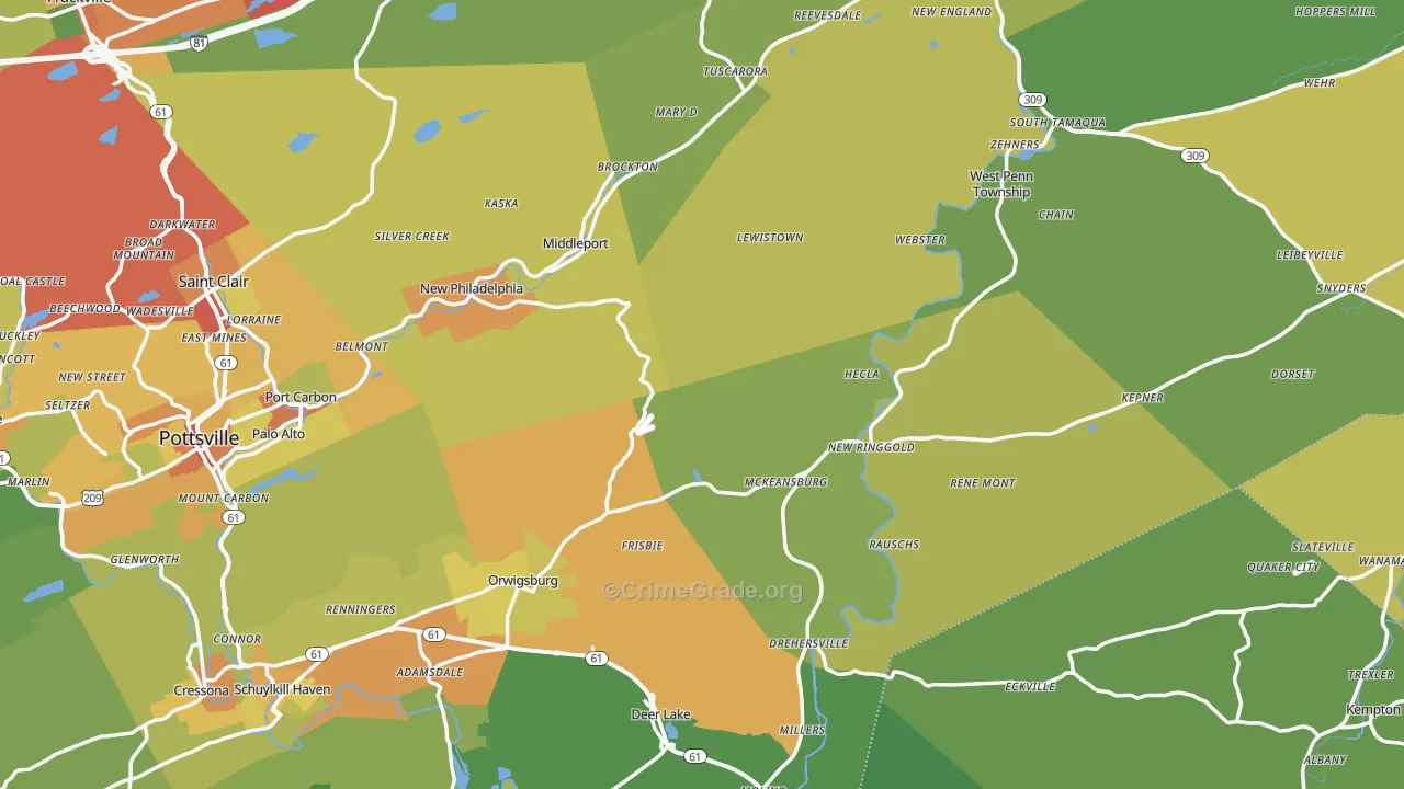 Evansville, PA Map of Assault Rates