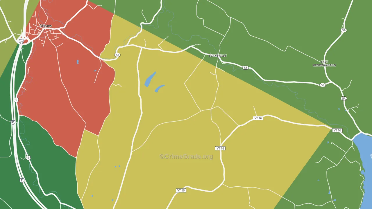 Evansville, VT Map of Assault Rates
