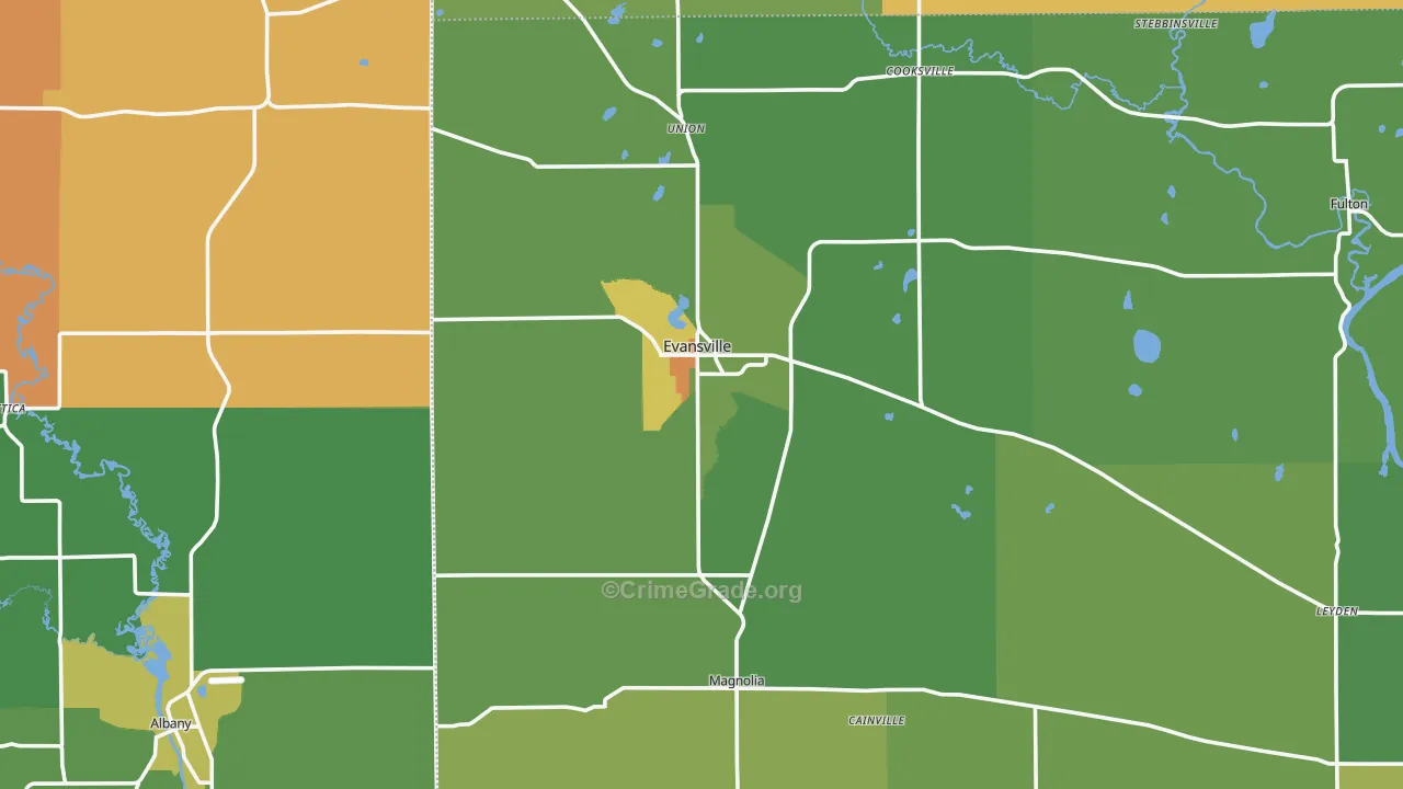 Evansville, WI Map of Assault Rates