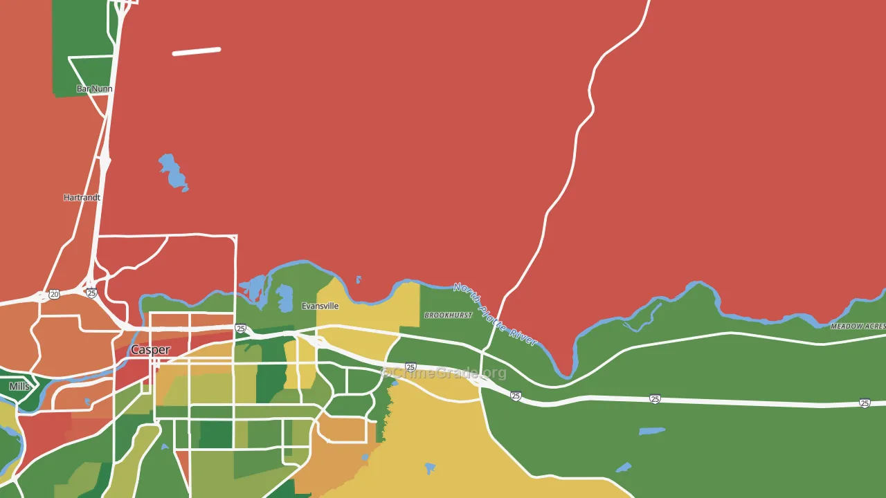 Evansville, WY Map of Assault Rates