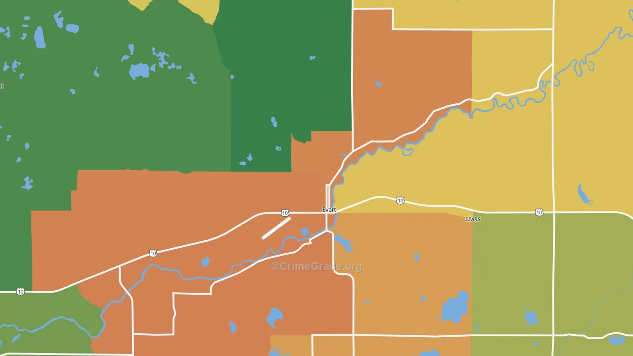 Evart, MI Map of Assault Rates