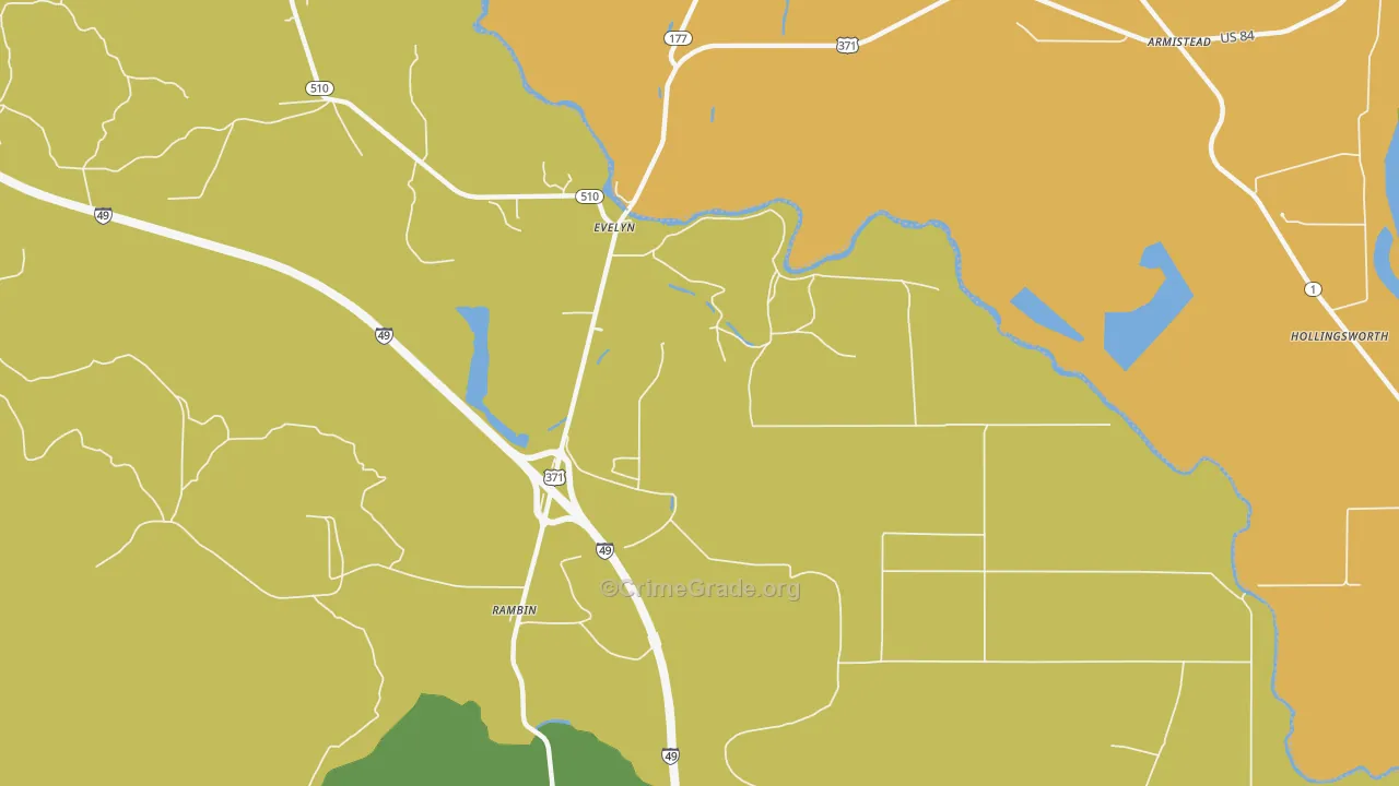 Evelyn, LA Map of Assault Rates