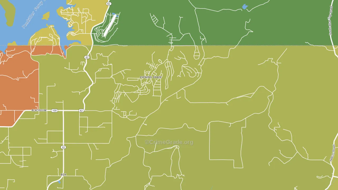 Evening Shade, OK Map of Assault Rates
