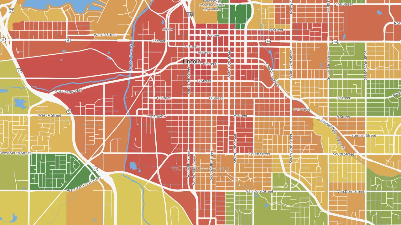 Everett, Lincoln, NE Map of Assault Rates