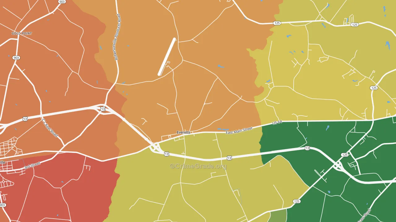 Everetts, NC Map of Assault Rates