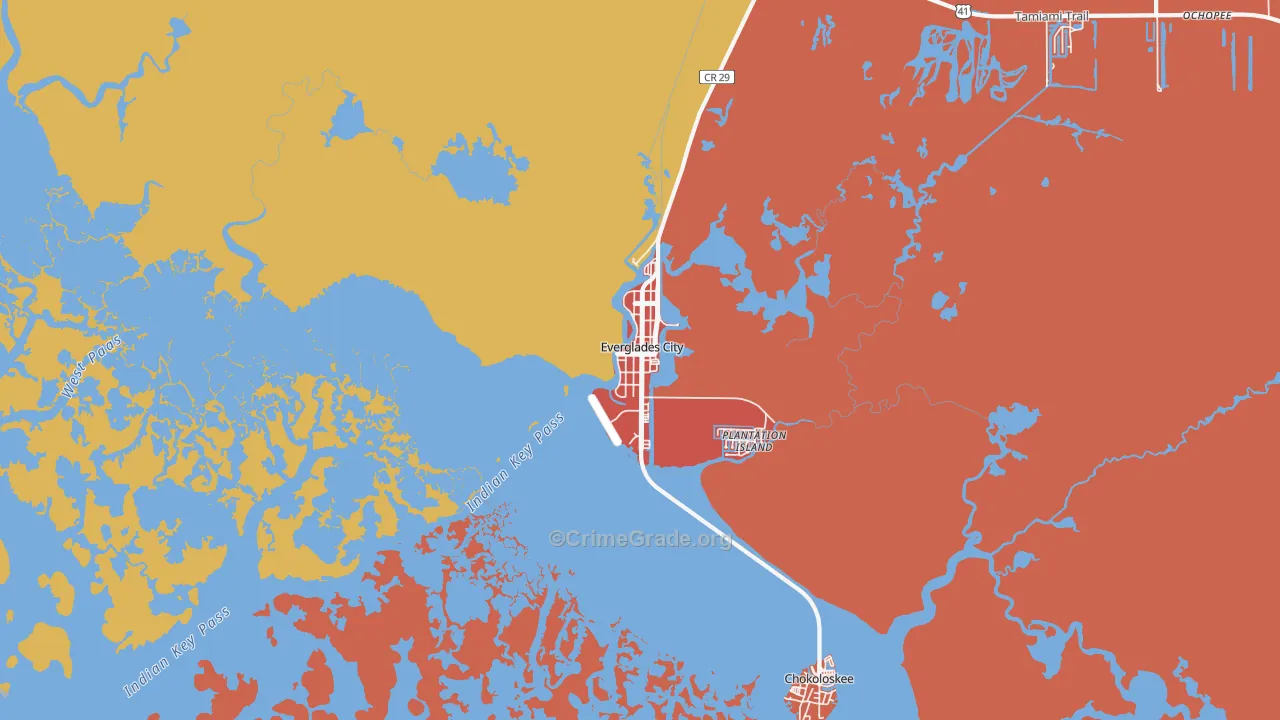 Everglades, FL Map of Assault Rates