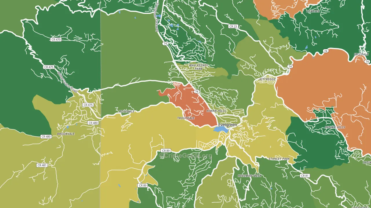 Evergreen, CO Map of Assault Rates
