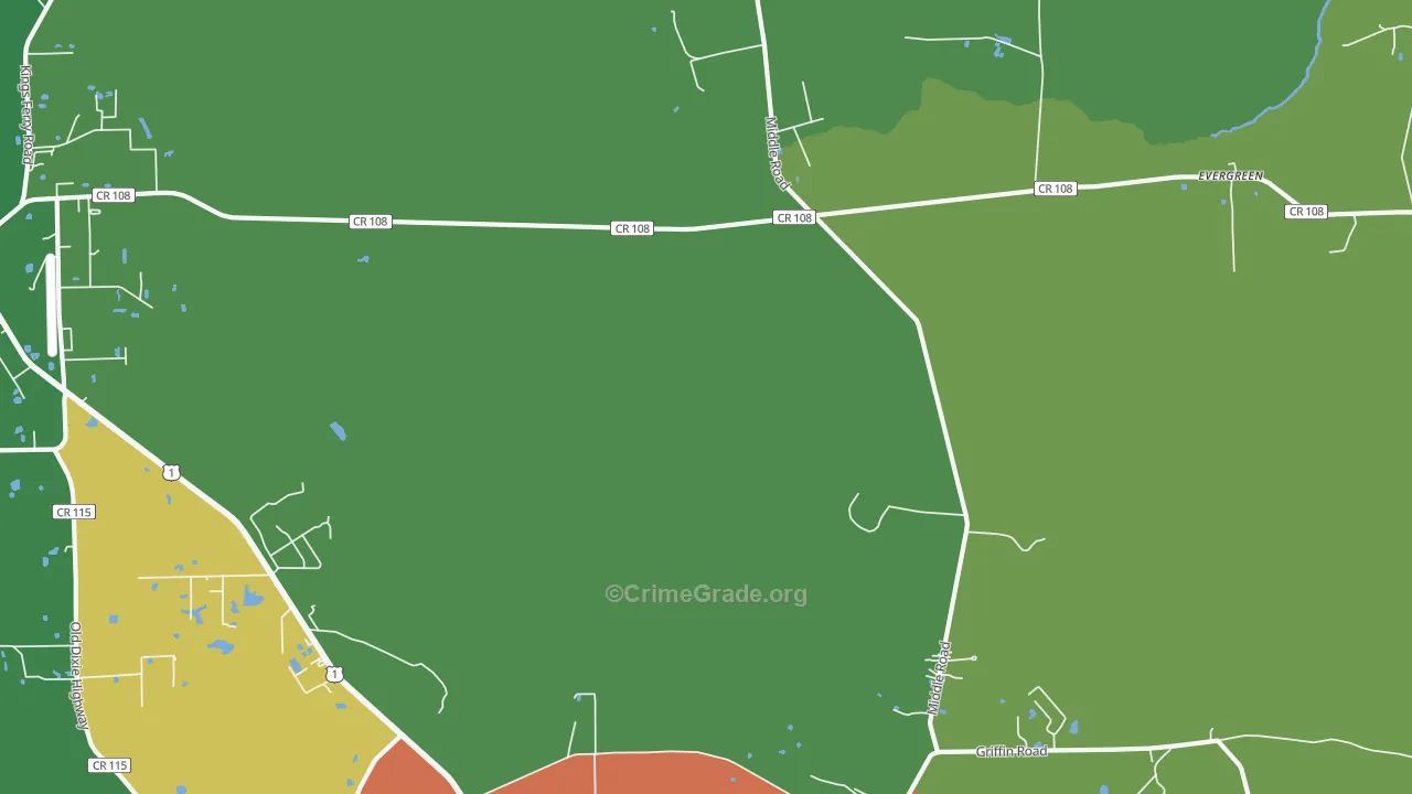 Evergreen, FL Map of Assault Rates