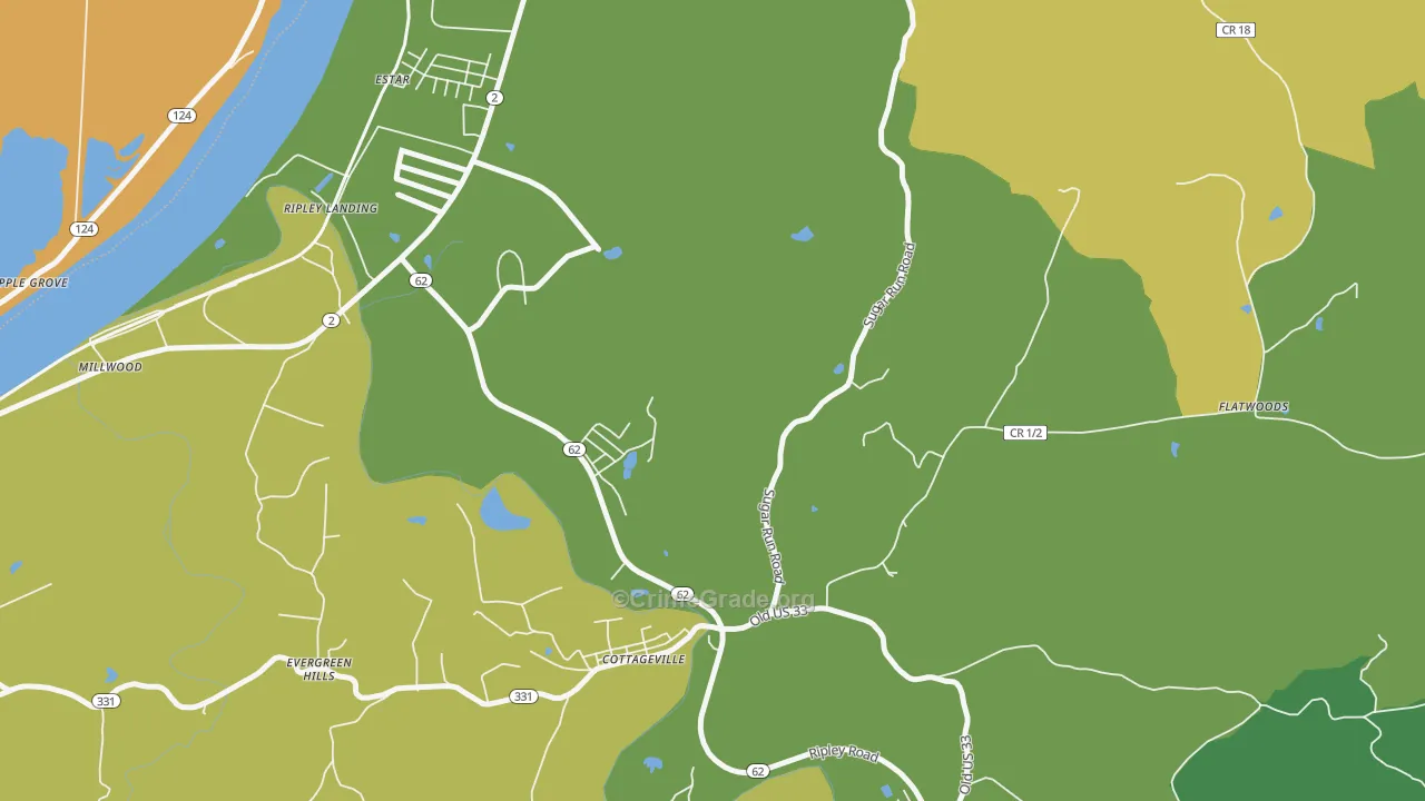 Evergreen Hills, WV Map of Assault Rates