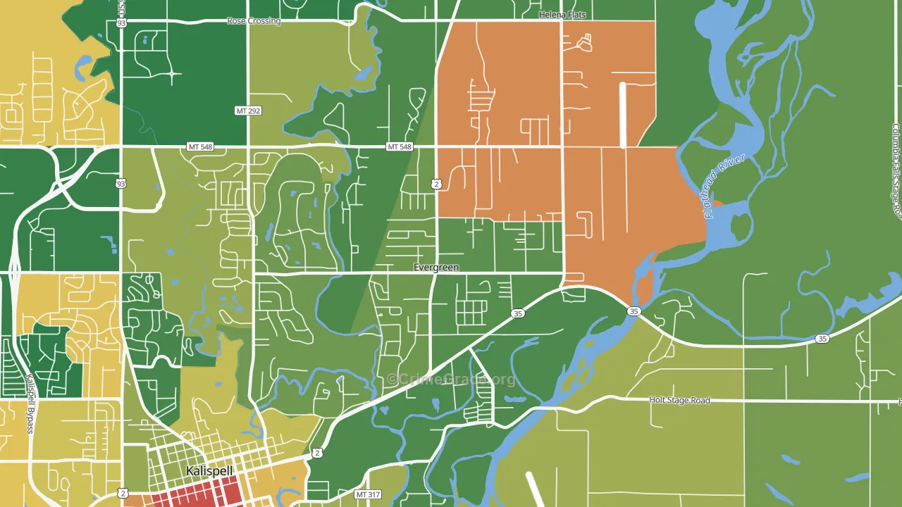 Evergreen, MT Map of Assault Rates