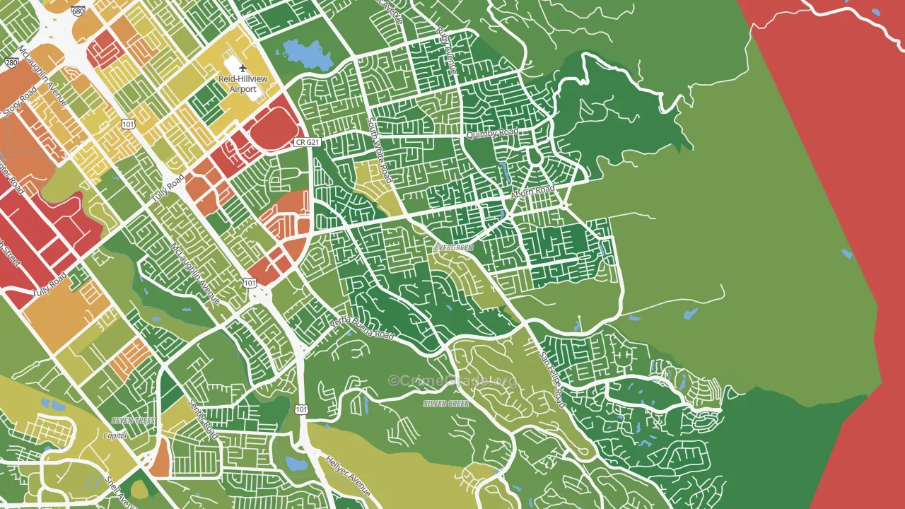 Evergreen, San Jose, CA Map of Assault Rates