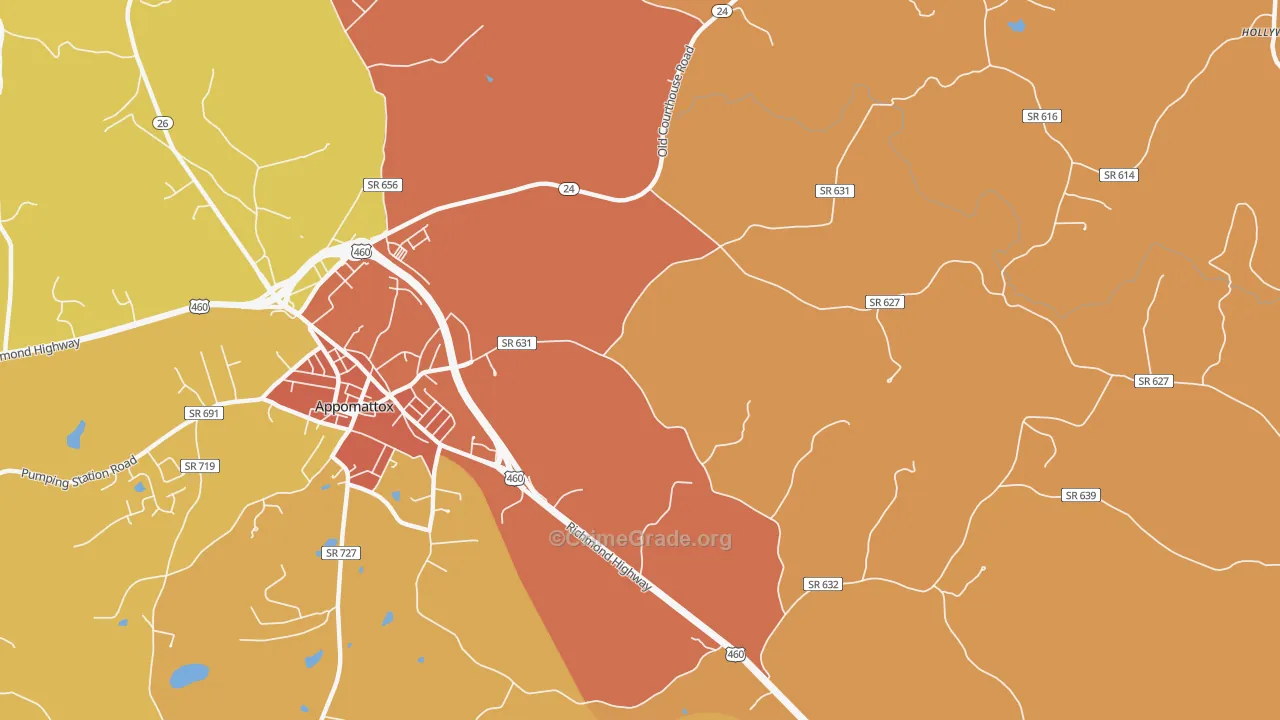 Evergreen, VA Map of Assault Rates
