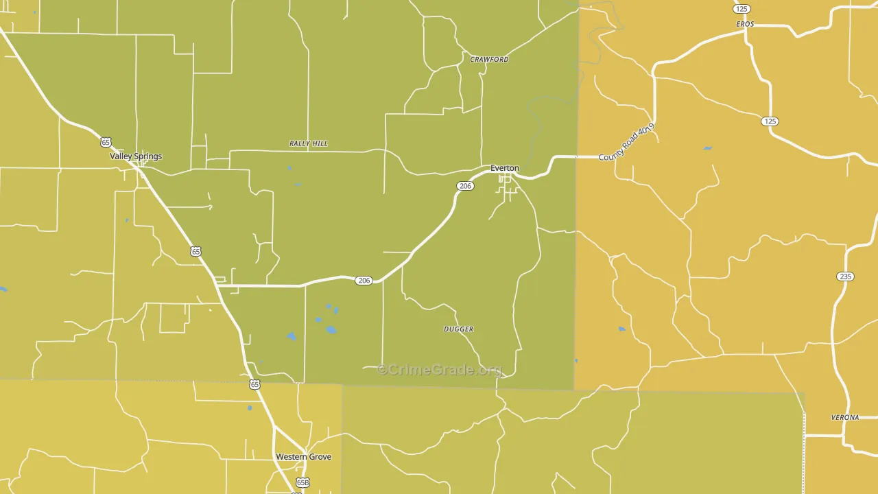 Everton, AR Map of Assault Rates