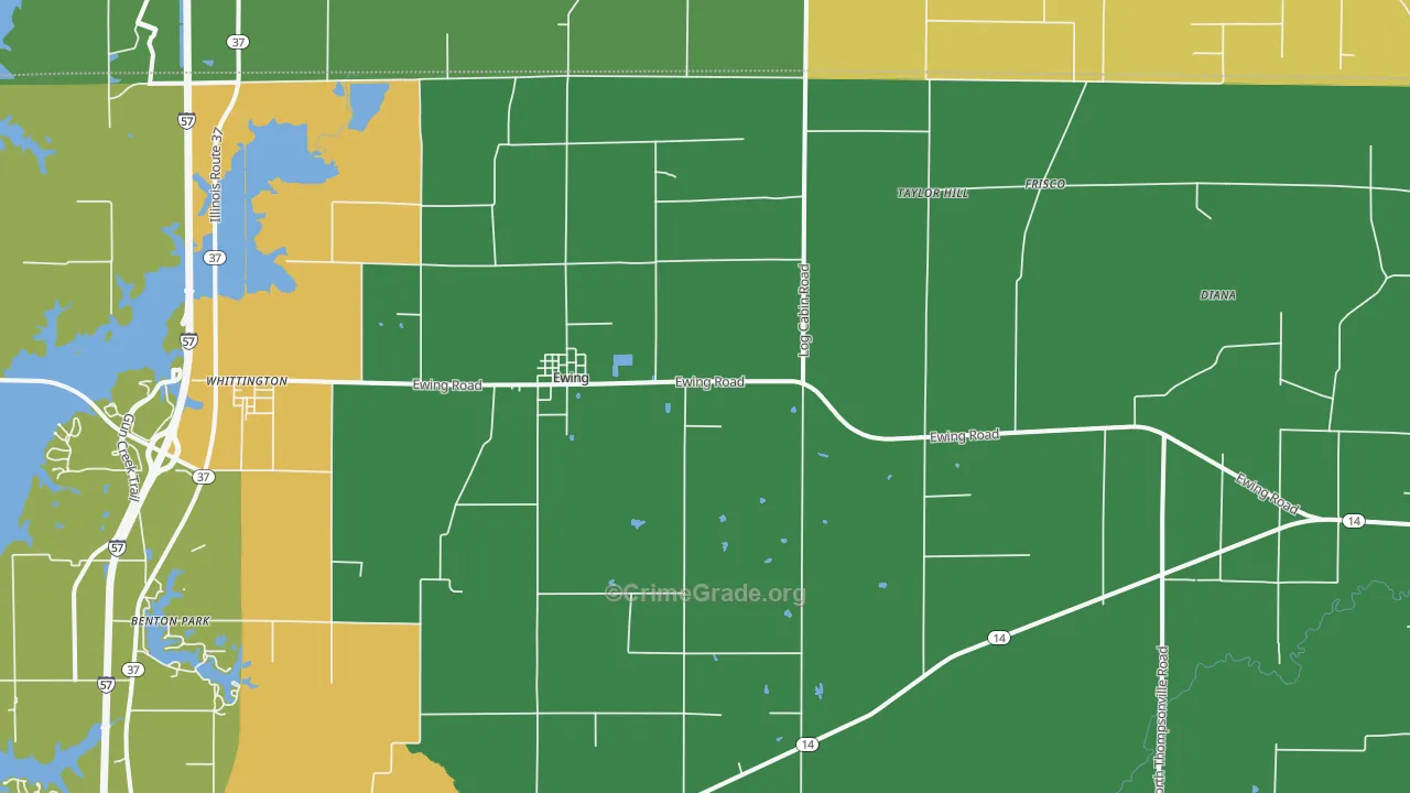 Ewing, IL Map of Assault Rates