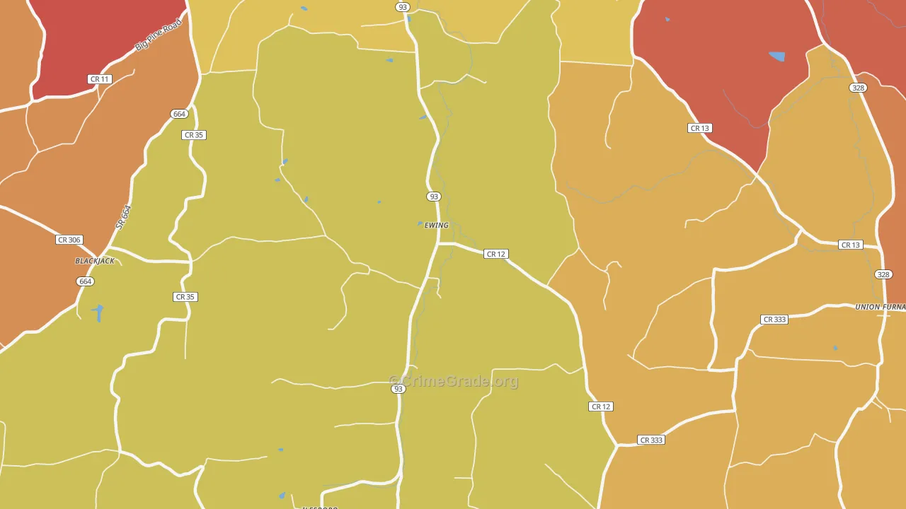 Ewing, OH Map of Assault Rates