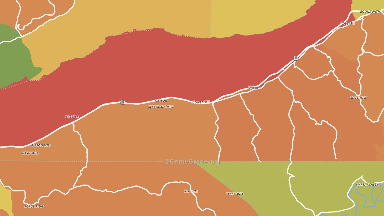 Ewing, VA Map of Assault Rates