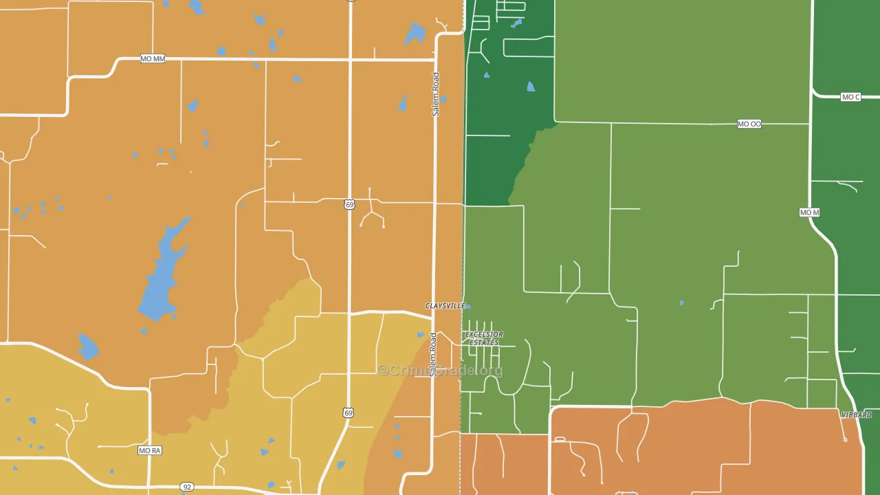 Excelsior Estates, MO Map of Assault Rates