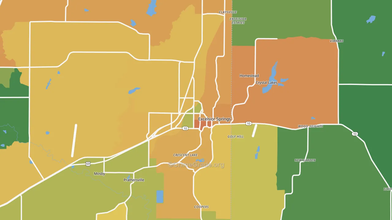 Excelsior Springs, MO Map of Assault Rates