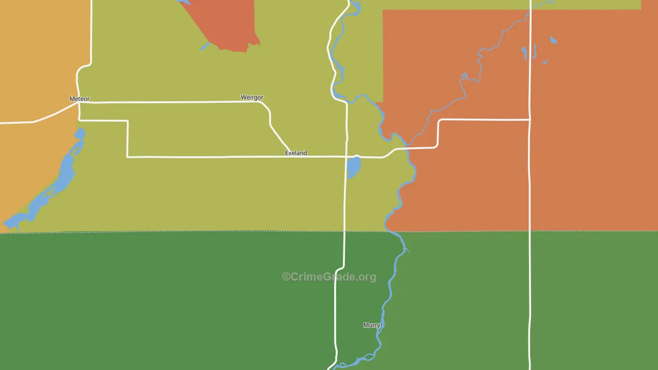 Exeland, WI Map of Assault Rates
