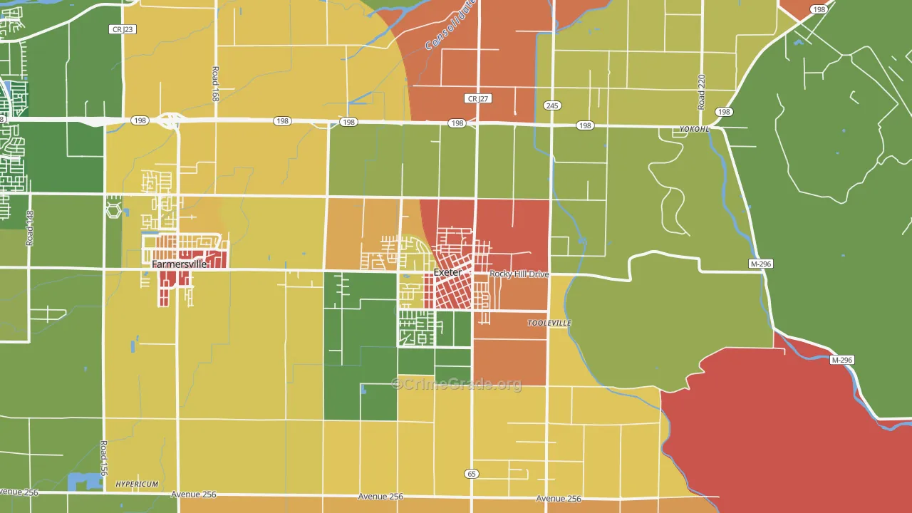 Exeter, CA Map of Assault Rates