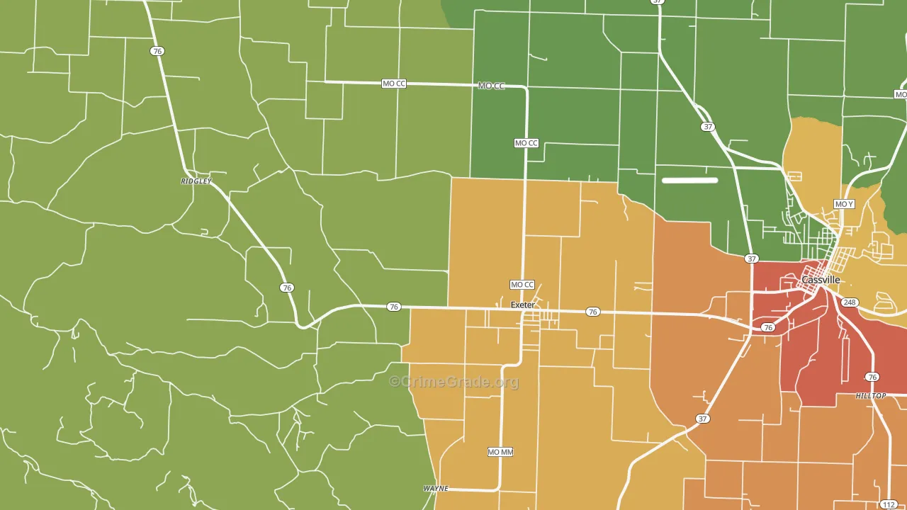 Exeter, MO Map of Assault Rates