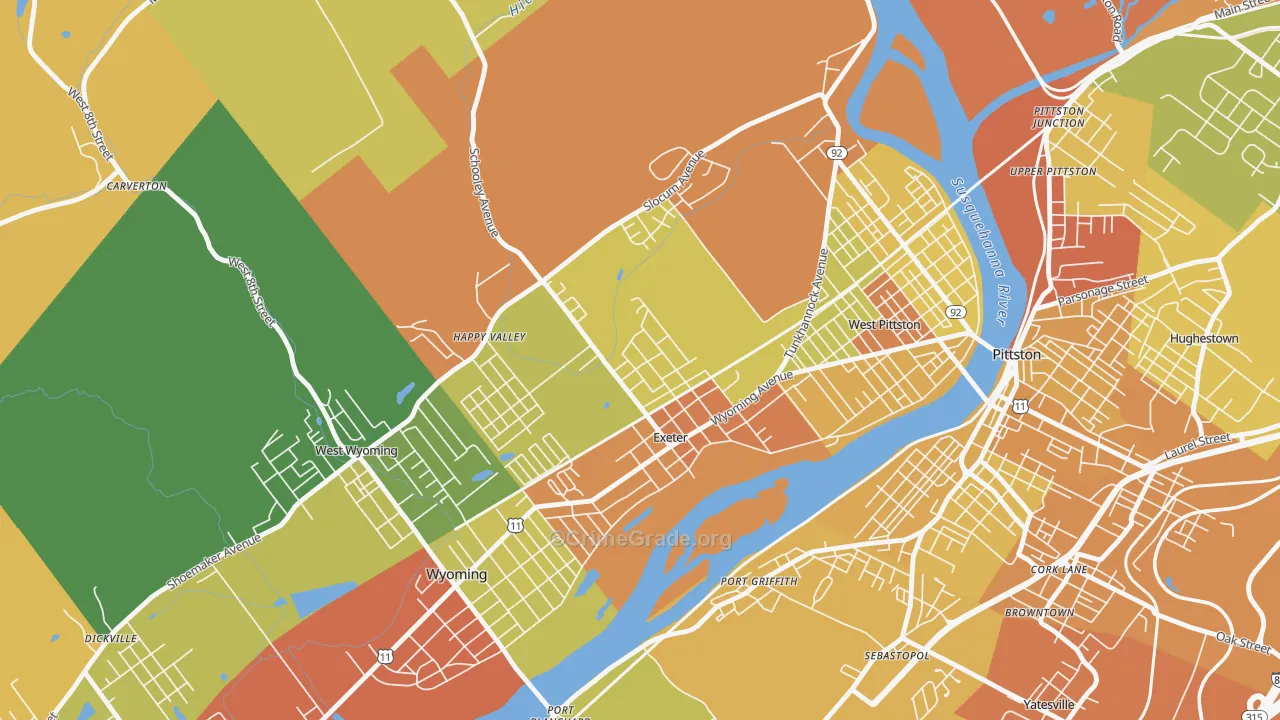 Exeter, PA Map of Assault Rates