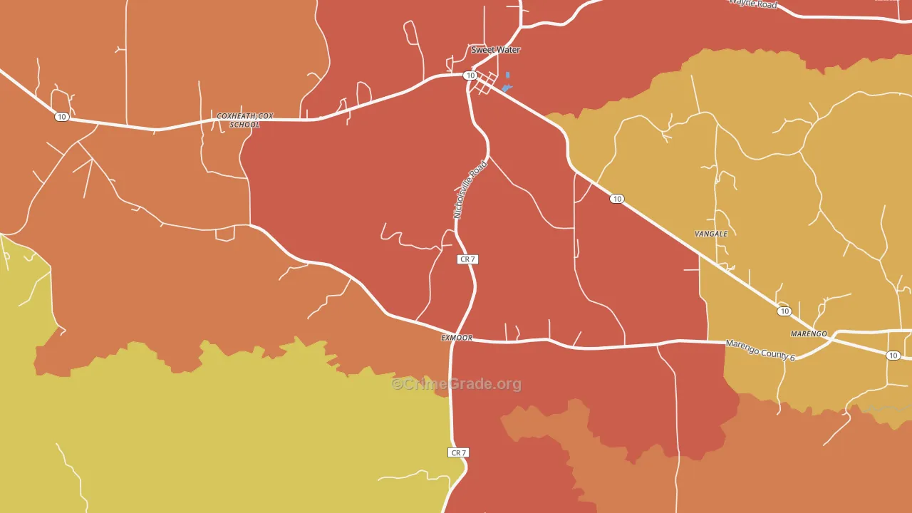 Exmoor, AL Map of Assault Rates