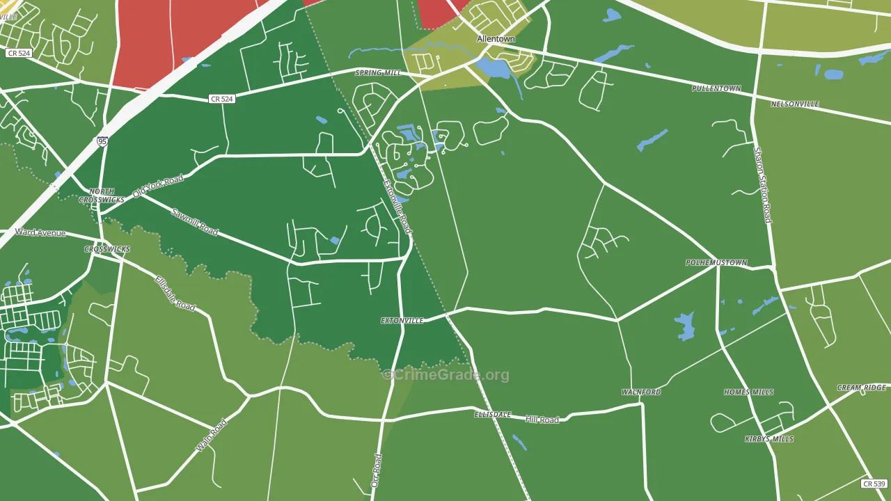 Extonville, NJ Map of Assault Rates