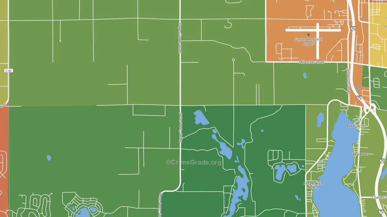 Eyedylwild Beach, MI Map of Assault Rates