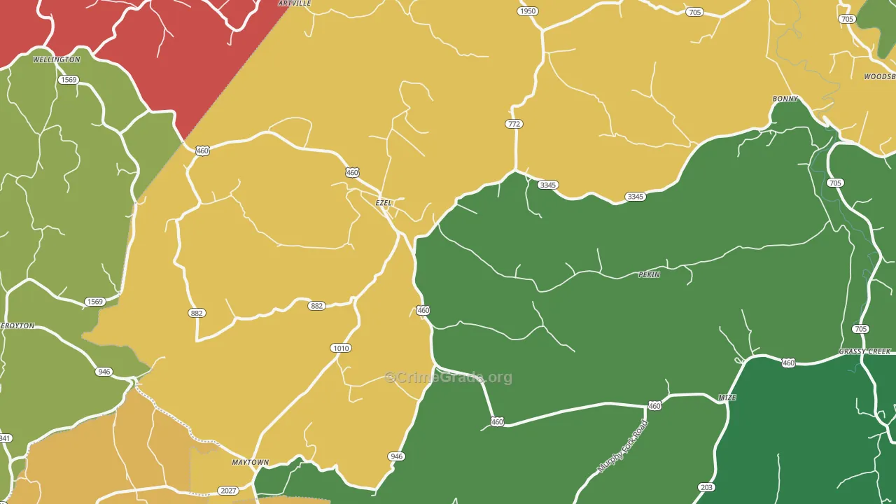 Ezel, KY Map of Assault Rates