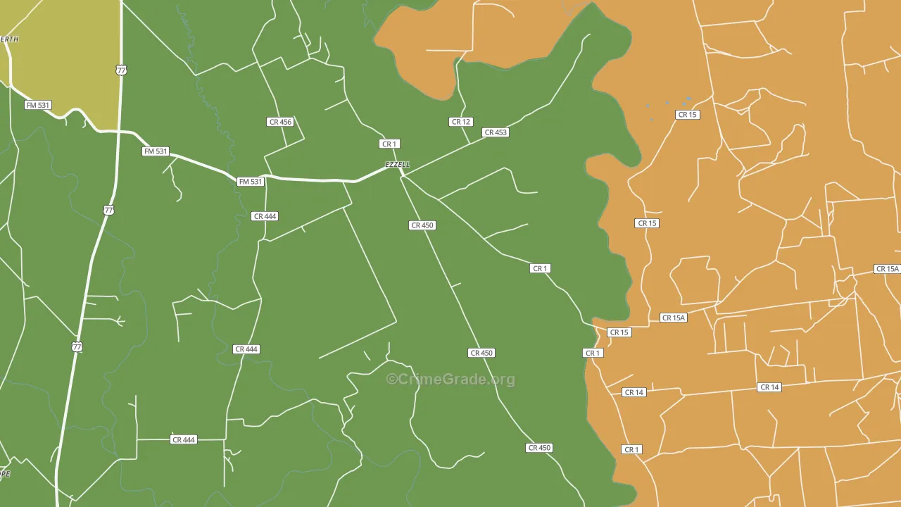 Ezzell, TX Map of Assault Rates
