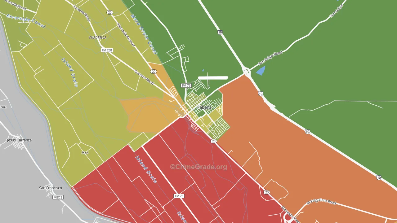 Fabens, TX Map of Assault Rates
