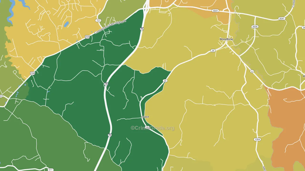 Faber, KY Map of Assault Rates
